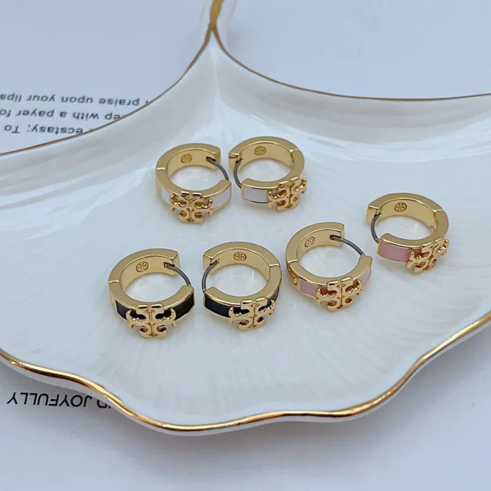 Tory Burch Enamel Letter Earrings